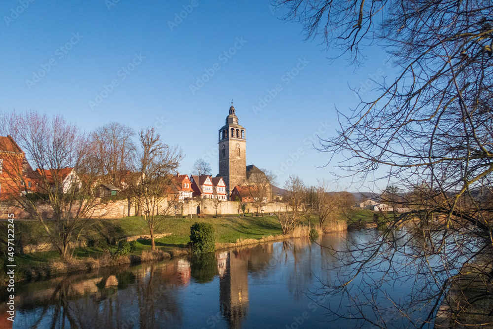  photo of the city wall and old town of Bad Sooden Allendorf in Hesse, Germany