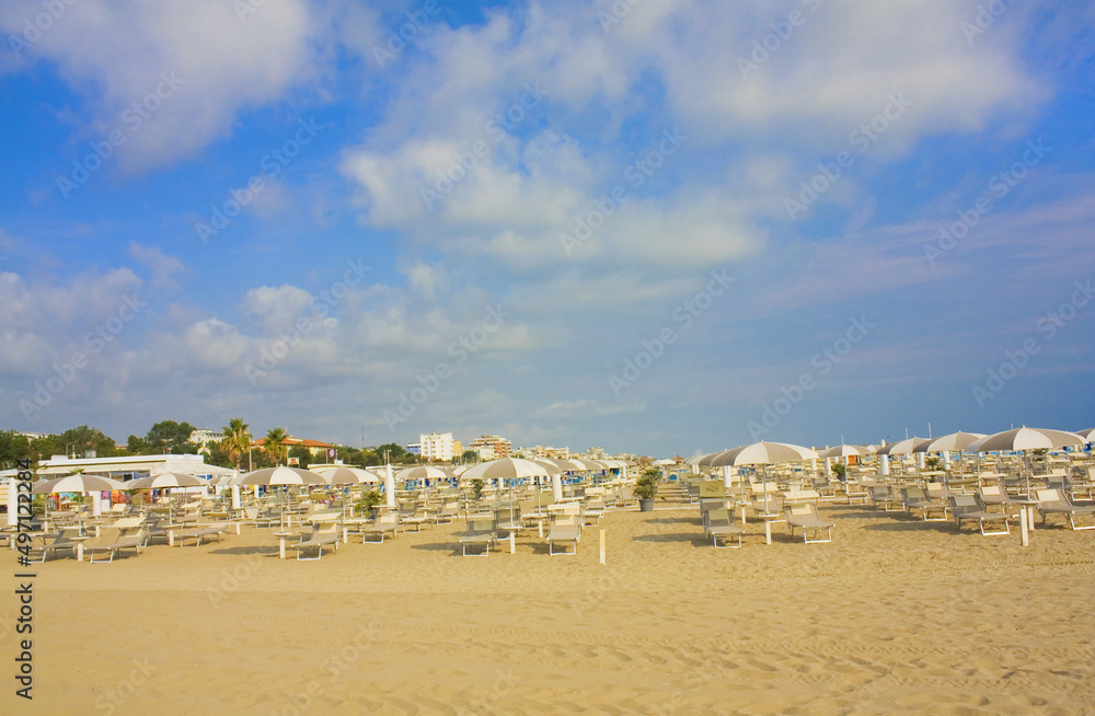 Rimini sandy beach on the Adriatic Sea, Italy