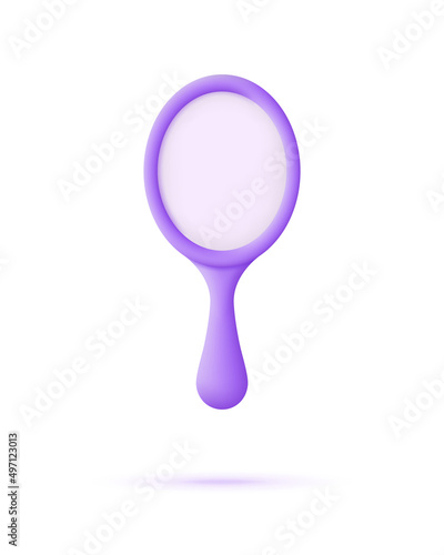 3D Mirror isolated on white background. Reflecting glass surfaces. Handheld makeup mirrors. Can be used for many purposes.