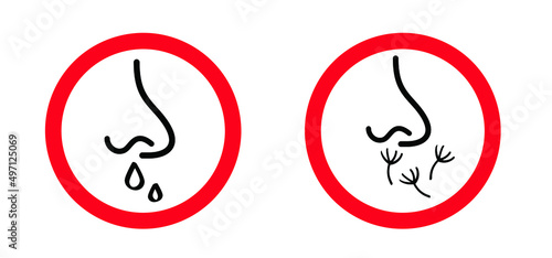 Hay fever,  runny nose or corona virus. Cartoon vector icon or pictogram. Hay fever is an allergic reaction to pollen, usually when it comes in contact with your mouth, nose, eyes and throat. 