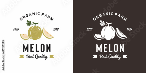 vintage melon fruit logo illustration suitable for fruit shop and fruit farm