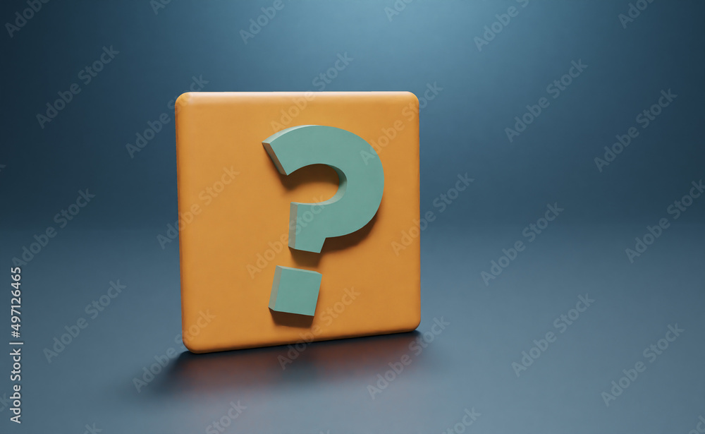 Question mark. Illustration of answer. Help concept. 3d rendering Question mark. Illustration of answer. Help concept. 3d rendering