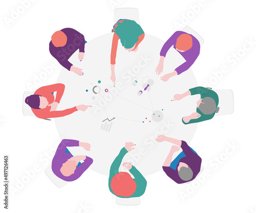 Office Worker, Business meeting, brainstorming, discussing idea with team, flat design