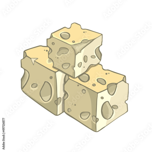 Curd cheese symbol, bryndza in cartoon style. For restaurant menus and websites. Vector illustration