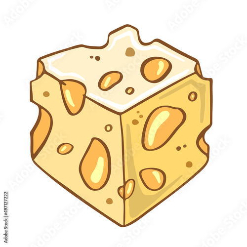 Curd cheese symbol, bryndza in cartoon style. For restaurant menus and websites. Vector illustration