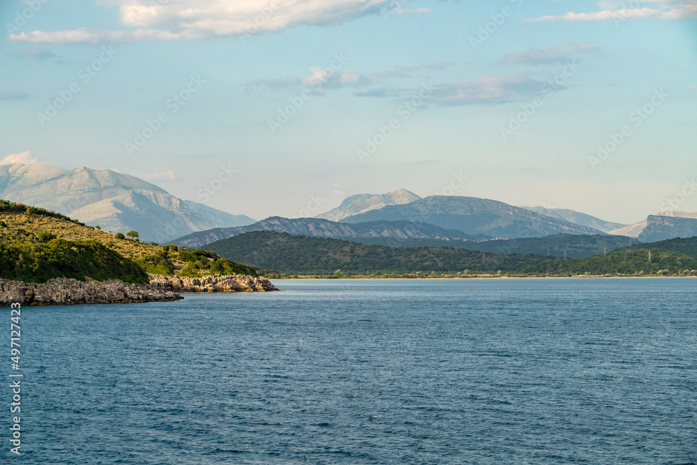 Greece, Igoumenitsa, Sea surrounded with hills Greece, Igoumenitsa, Sea surrounded with hills