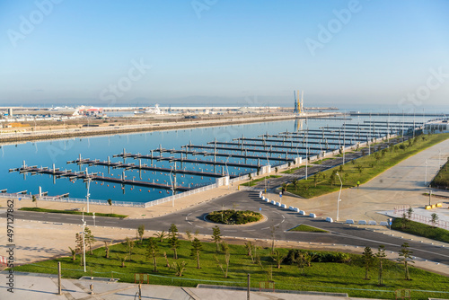 Morocco, Tanger-Tetouan-Al Hoceima, View of harbor in early morning photo