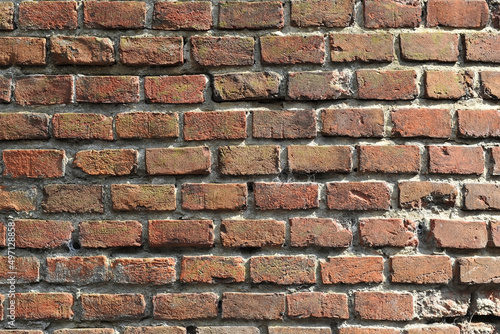 Surface of old brick wall as background.