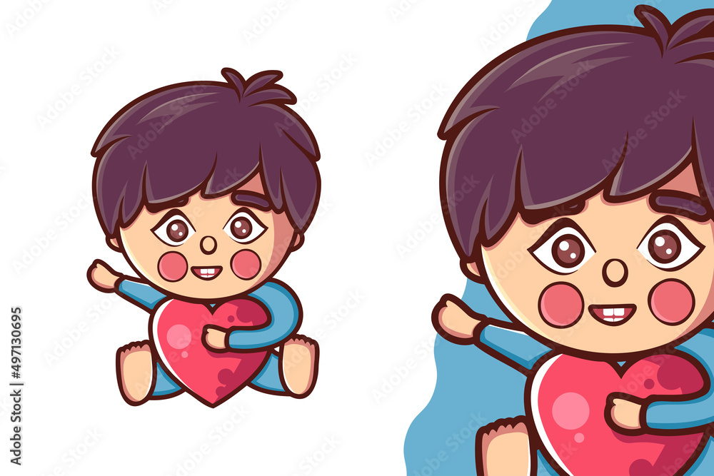 Happy Little Cute Baby Boy Cartoon Character Happy Little Cute Baby Boy Cartoon Character