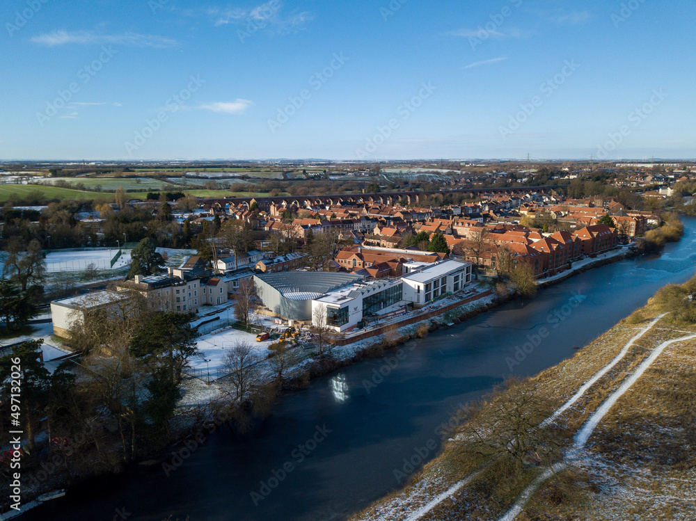 View of the River Tees showing the market town of Yarm in North Yorkshire