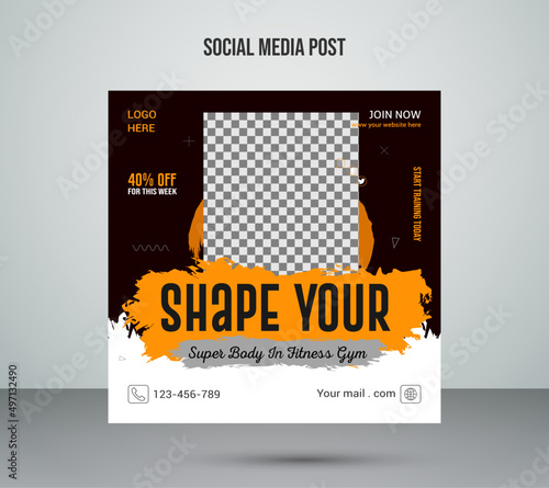 Gym Social Media Post Design Template 