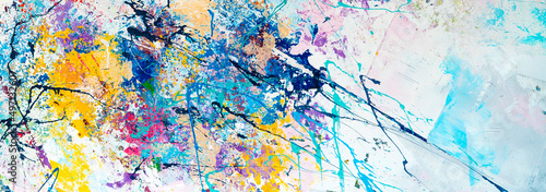 Multicolored abstraction of splashes of acrylic paints. .