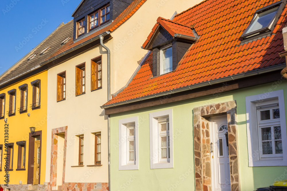 Colorful old houses in the historic center of Bernburg, Germany