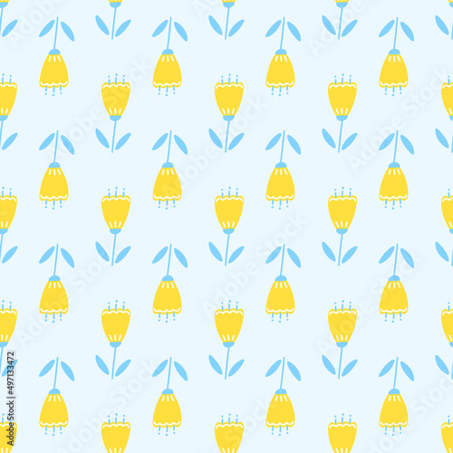 Flowers seamless pattern. Scandinavian style background. Vector illustration for fabric design, gift paper, baby clothes, textiles, cards.