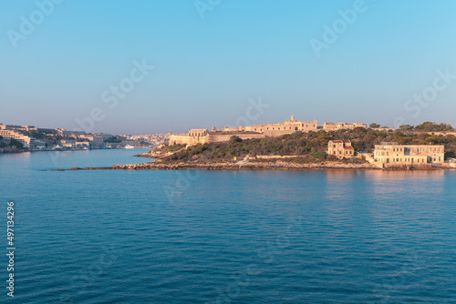 Manoel Island, Malta. Summer coastal landscape with old fortifications