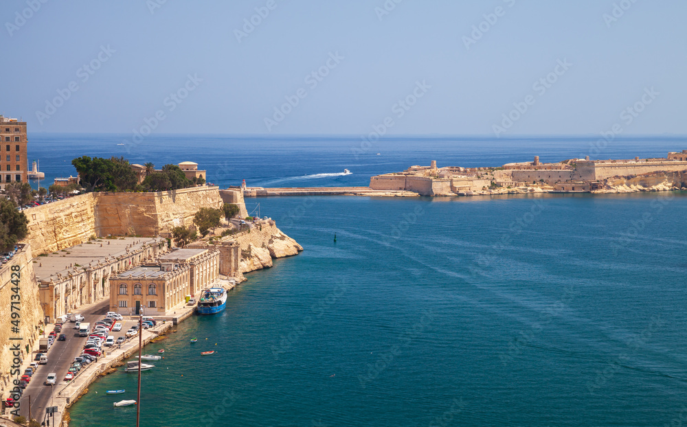 Ricasoli East Breakwater and Grand Harbour. Malta