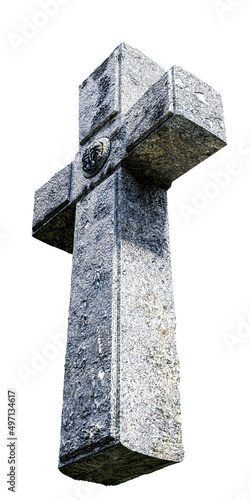 gravestone cross isolated on white background