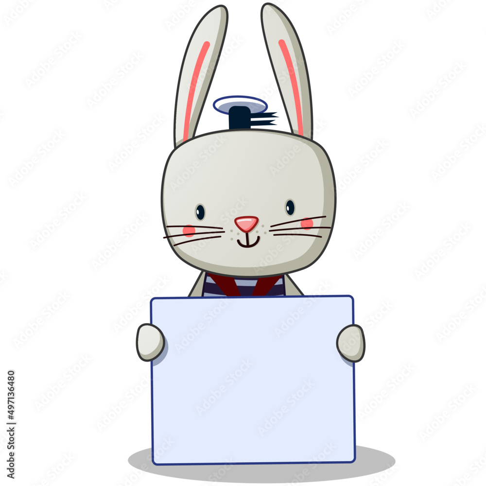 cute bunny holding note. vector