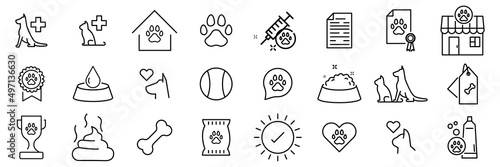 Simple set pet line icons. Dog and cat