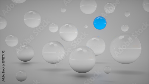 Many balls are white but only one is blue. © Brastock Images