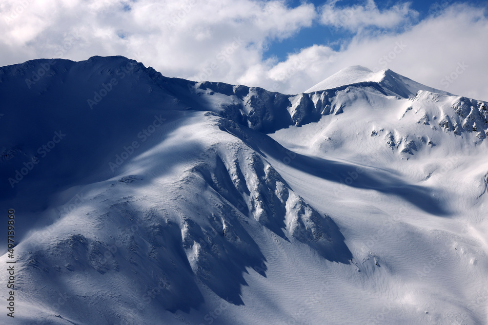 Winter landscape in the Transylvanian Alps - Fagaras Mountains, Romania, Europe	
