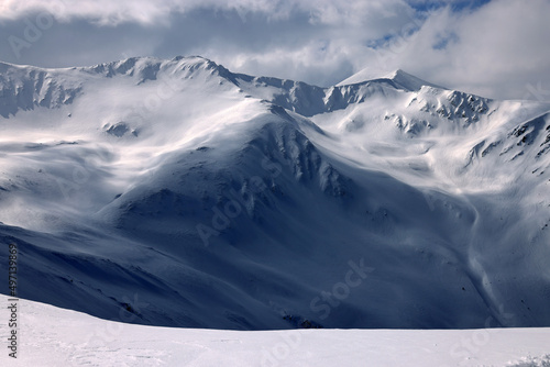 Mountain landscape in winter. Fagaras Mountains, Romania, Europe photo