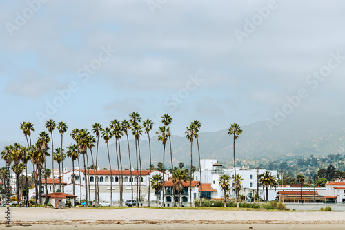 Traditional colonial architecture in Santa Barbara, California. USA. Popular tourist destination. 