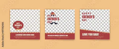 Happy fathers day social media flyer template design