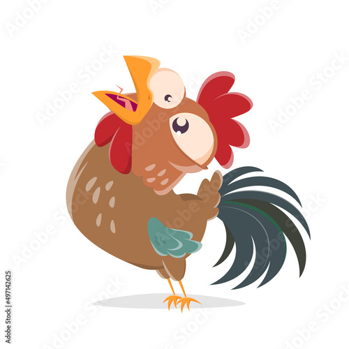 funny cartoon illustration of a shouting rooster