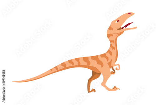 Cute dinosaur or dragon cartoon character in flat style. illustration isolated on white background. Prehistoric funny little monster for children theme © the8monkey