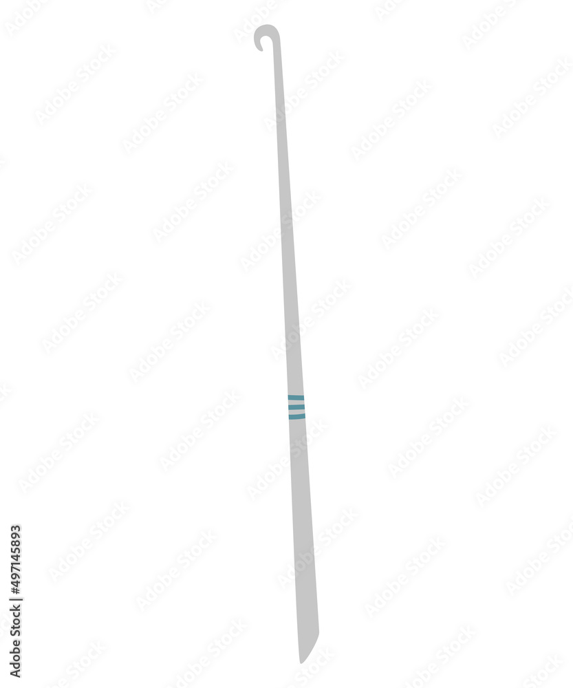Tool for made knitted clothes. Hook for knitting. Sign or symbol of handcrafting equipment. Knitting handmade craft hobby Tool for made knitted clothes. Hook for knitting. Sign or symbol of handcrafting equipment. Knitting handmade craft hobby