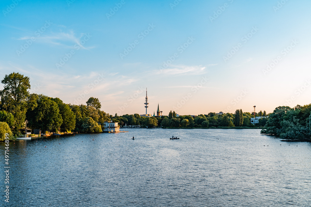 Hamburg Alster with television tower Hamburg Alster with television tower