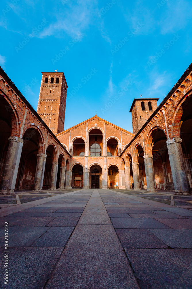 Wide view of the Basilica of Sant'Ambrogio, vertical