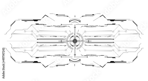 HUD, GUI, GUI Modern Aiming System Device tilt level. Aim. military aim system. Futuristic Head-up display design. Spaceship, drone, helmet.  Scope crosshair, collimator sight, sniper weapon target.