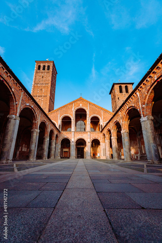 Wide view of the Basilica of Sant Ambrogio  vertical