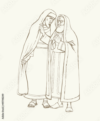 Old Pharisee Priest. Vector drawing