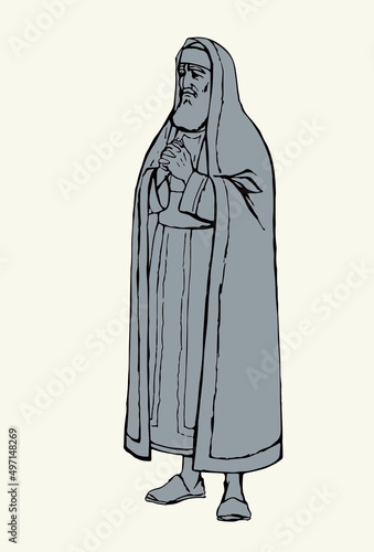 Old Pharisee Priest. Vector drawing