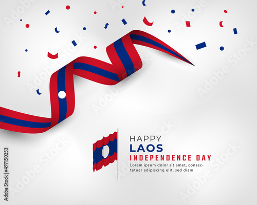 Happy Laos Independence Day October 22 th Celebration Vector Design Illustration. Template for Poster, Banner, Advertising, Greeting Card or Print Design Element