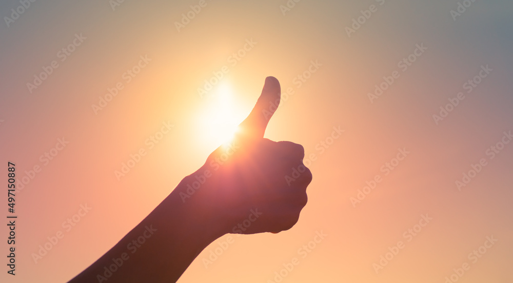 Hand making ok thumbs up positive gesture 