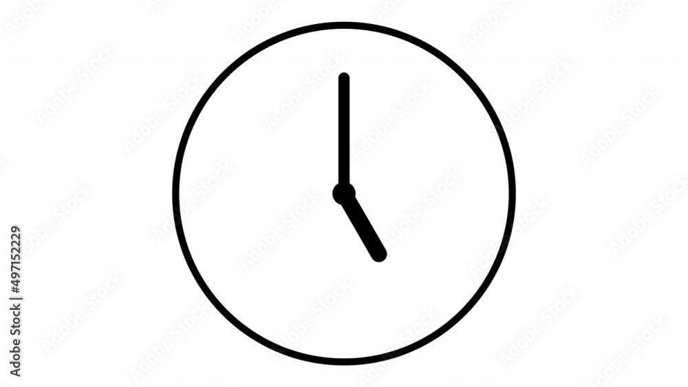 Clock with moving arrows on white background. Clock animation in 12 hour loop animation Clock with moving arrows on white background. Clock animation in 12 hour loop animation