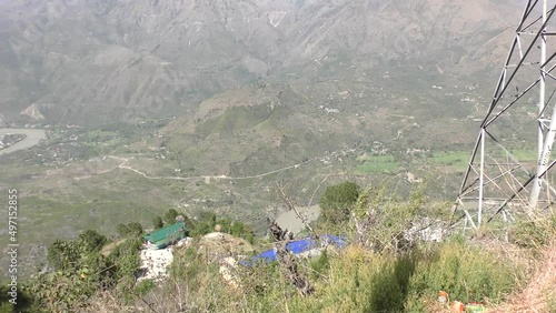 Plants and Grand Panaromic View of Sutlej or Satluj River in the Tattapani Valley at Naldehra Shimla Himachal Pradesh photo