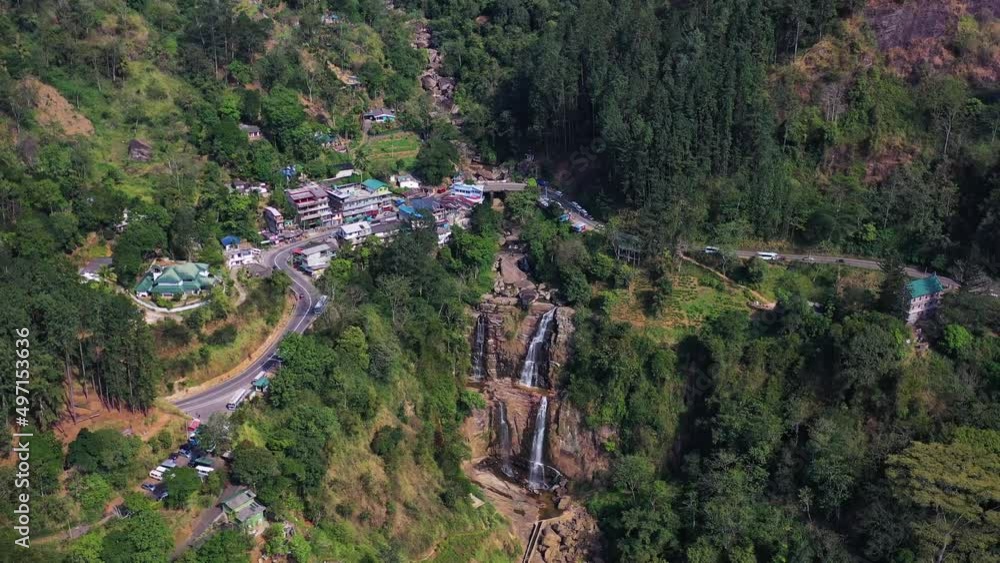 Aerial view of Ravana Water Falls, Ella, Sri Lanka Aerial view of Ravana Water Falls, Ella, Sri Lanka