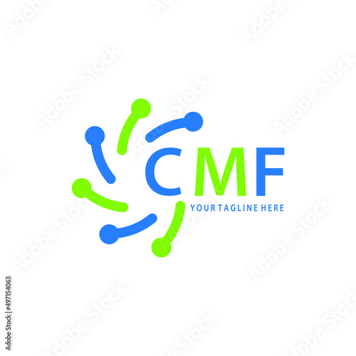 CMF logo design initial creative letter on white background.
CMF vector logo simple, elegant and luxurious,technology logo shape.CMF unique letter logo design.  photo