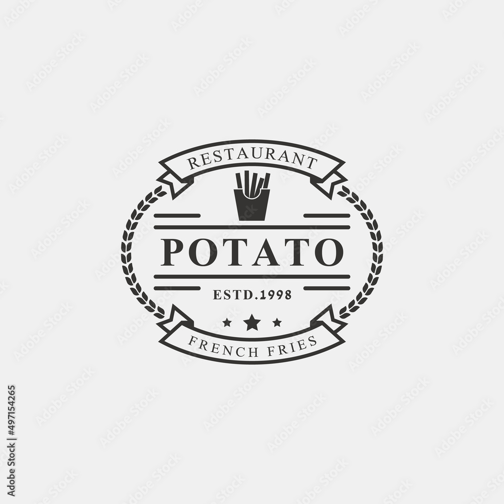 Fototapeta premium Vintage Retro Badge Fast Food Restaurant Label Design Element