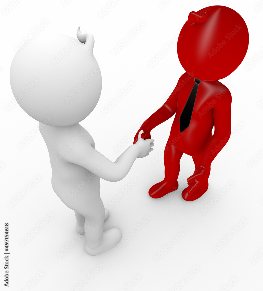 3D illustration of white people holding hands and welcoming each other 3D illustration of white people holding hands and welcoming each other
