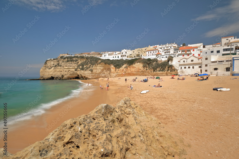 Beachfront of the houses on the NW cliff side. Carvoeiro-Portugal-176