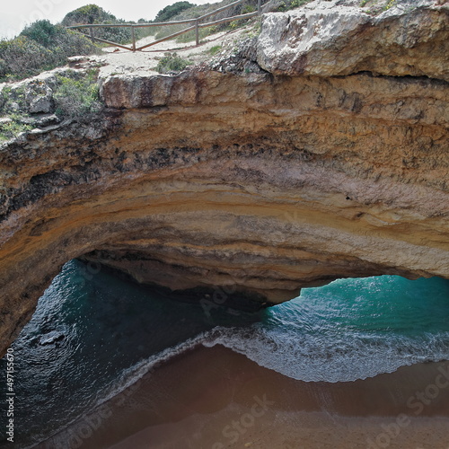 Algar de Benagil Sea Cave-protective wood fence on top. Algarve-Portugal-187 photo