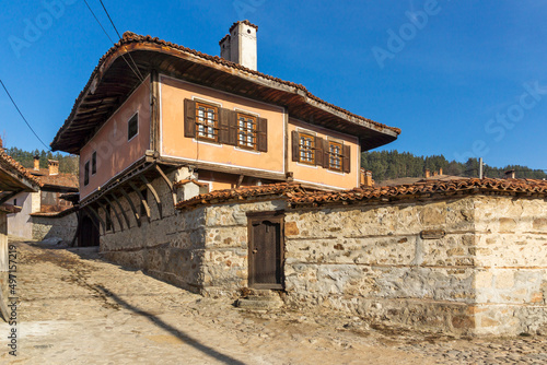 Typical Street and old houses in Koprivshtitsa, Bulgaria