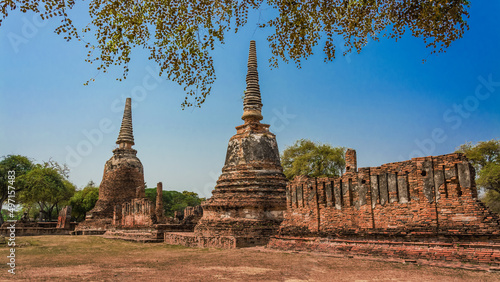THAILAND Ruins and Antiques at the Ayutthaya Historical Park Tourists from around the world Buddha decay