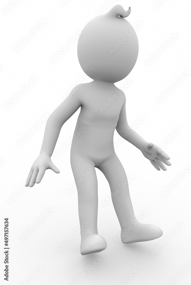 3d illustration of white character standing surprised 3d illustration of white character standing surprised